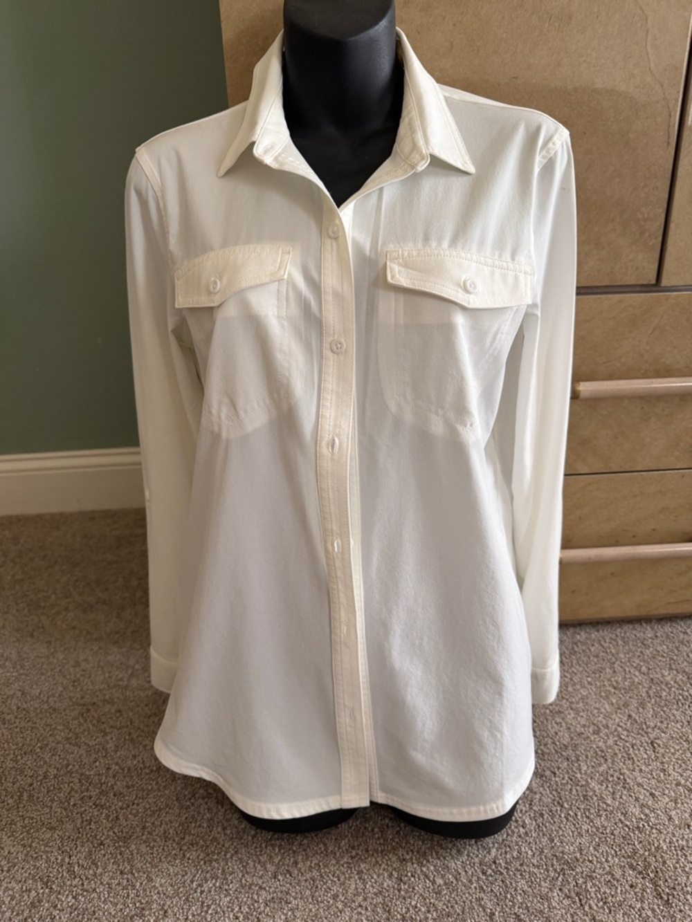 Eddie Bauer Cream Button-Down Shirt